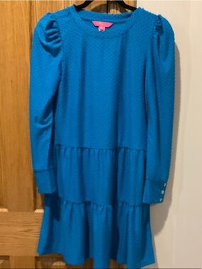 Lilly Pulitzer Bright Blue Long-Sleeve Tiered Dress